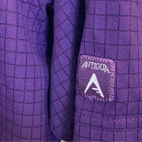 Antigua Golf Polo Purple Check Size Large Mens - Picture 5 of 9
